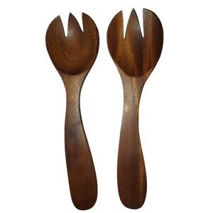 Salad Serving Forks Wood - Lot of 2 (12") MCM vintage wooden